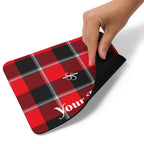 Personalized Red Ribbon and Heavy Metal Plaid Mouse Pad - Scottish Squares