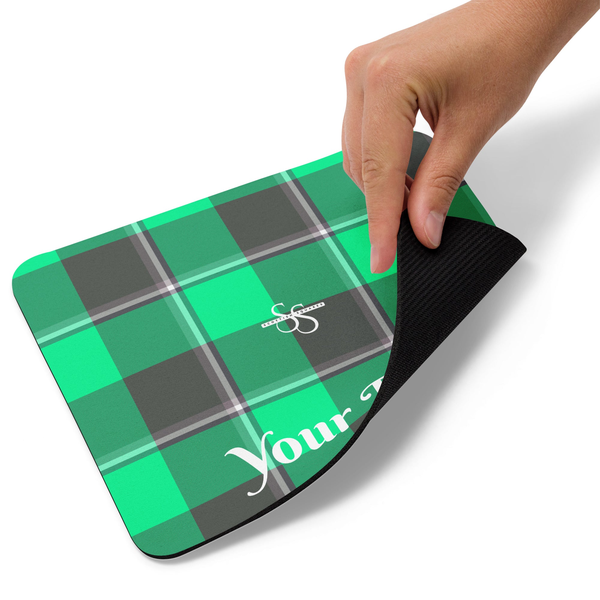 Personalized Spring Green and Finlandia Plaid Mouse Pad - Scottish Squares