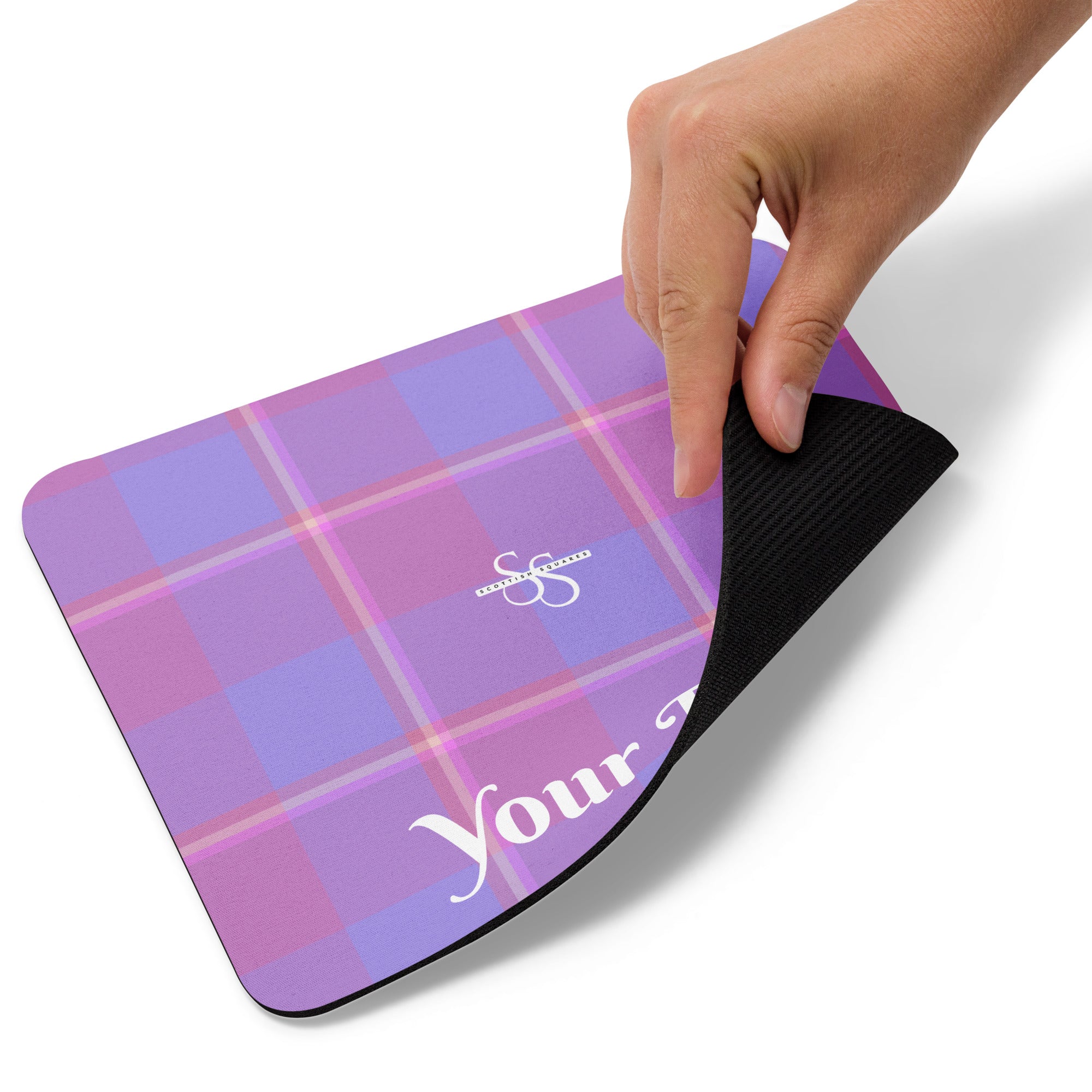 Personalized Viola and Dull Lavender Plaid Mouse Pad - Scottish Squares