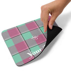 Personalized Vista Blue and Turkish Rose Plaid Mouse Pad - Scottish Squares