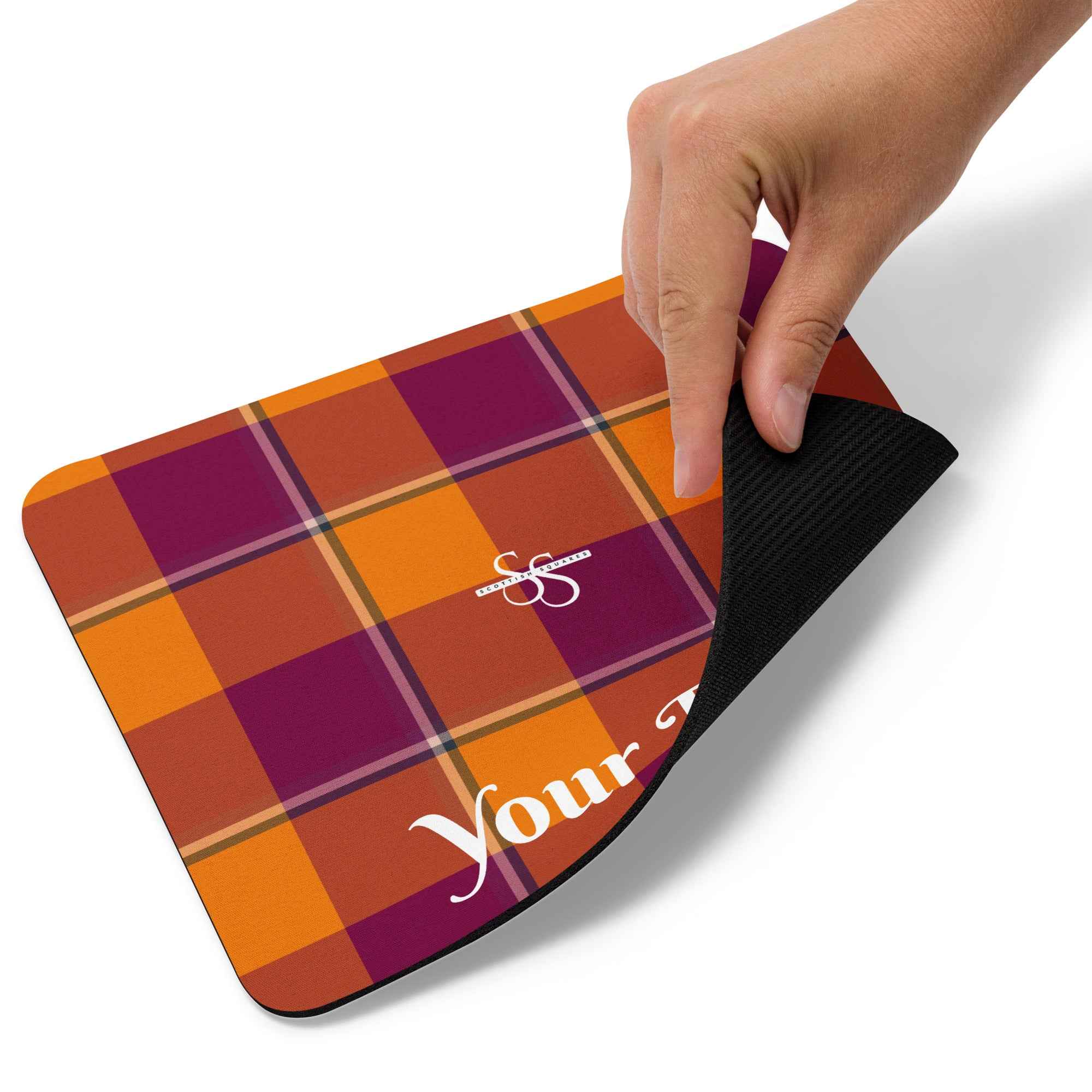 Personalized Tahiti Gold and Rose Bud Cherry Plaid Mouse Pad - Scottish Squares