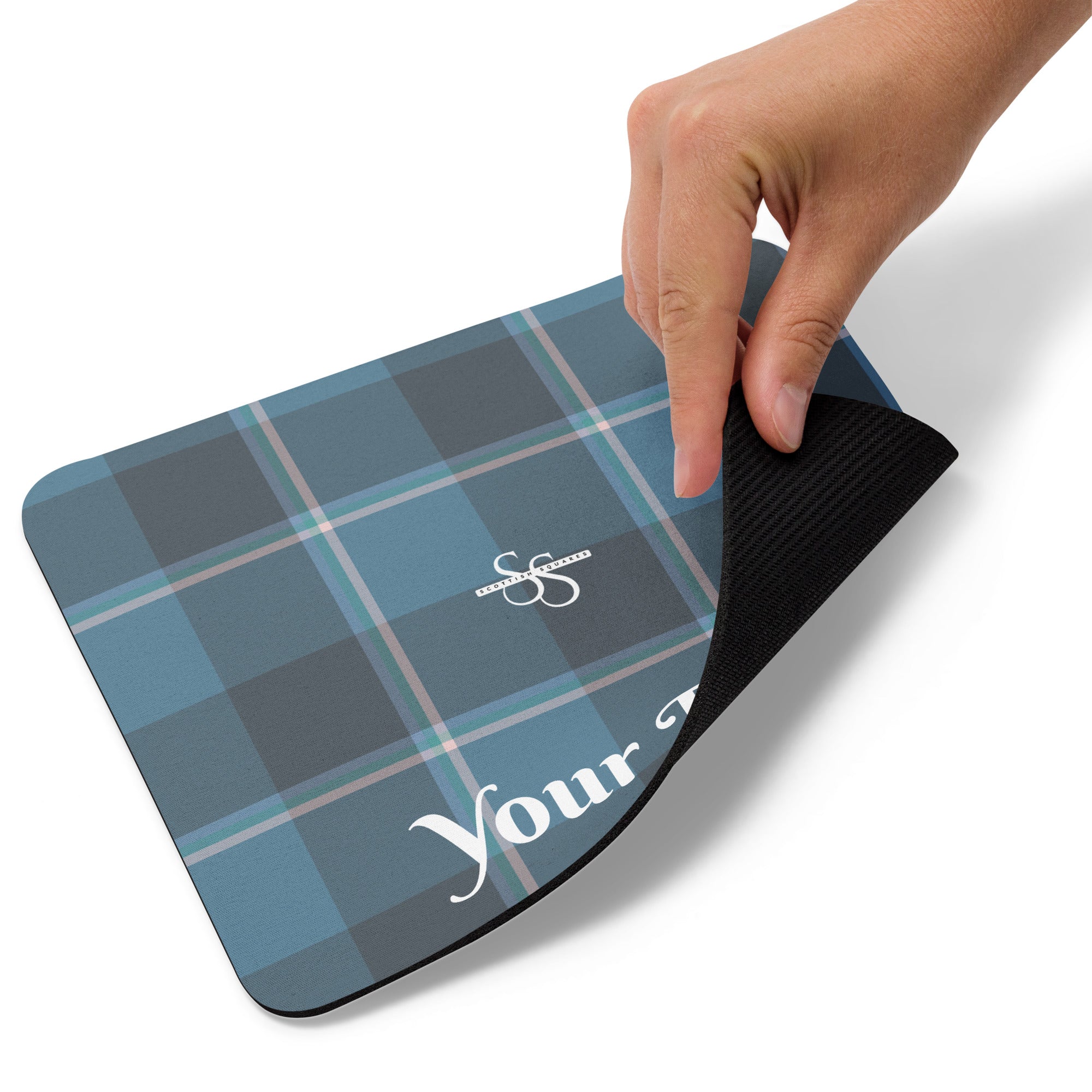 Personalized Hoki and Shuttle Gray Plaid Mouse Pad - Scottish Squares