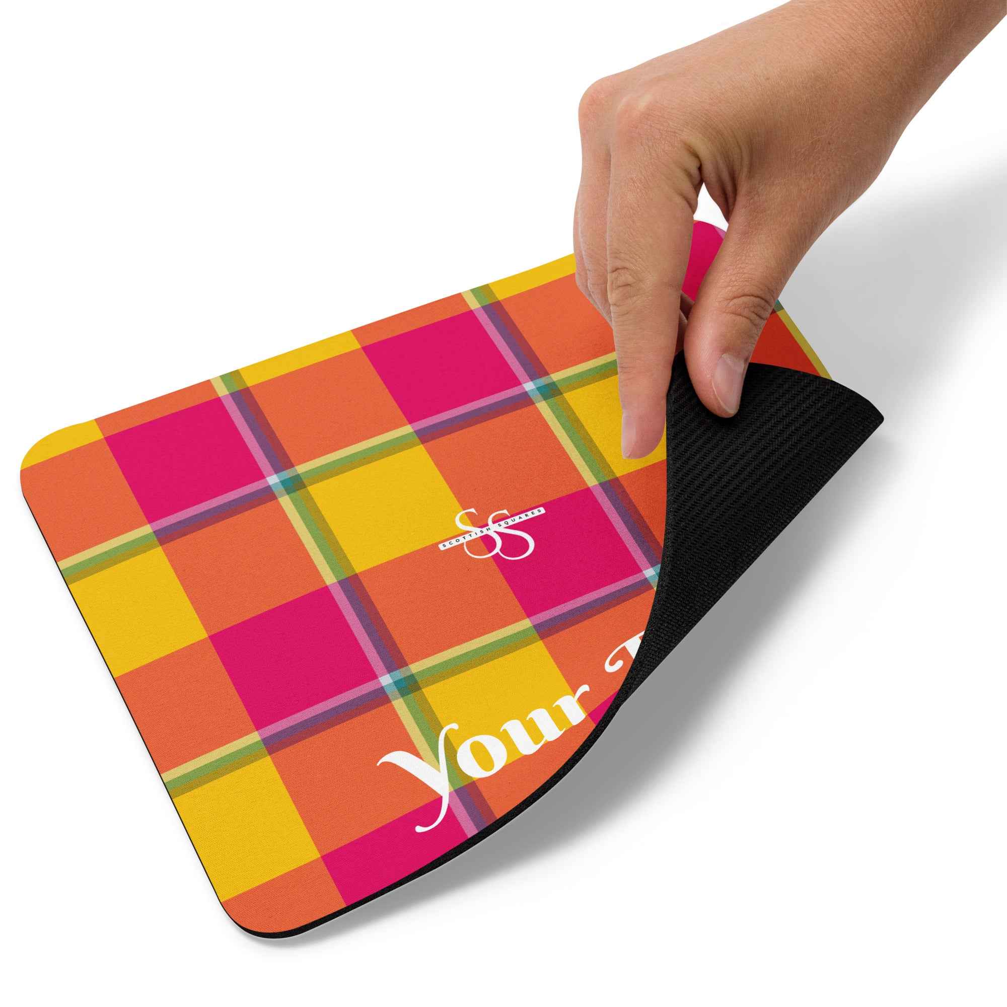 Personalized Corn and Razzmatazz Plaid Mouse Pad - Scottish Squares