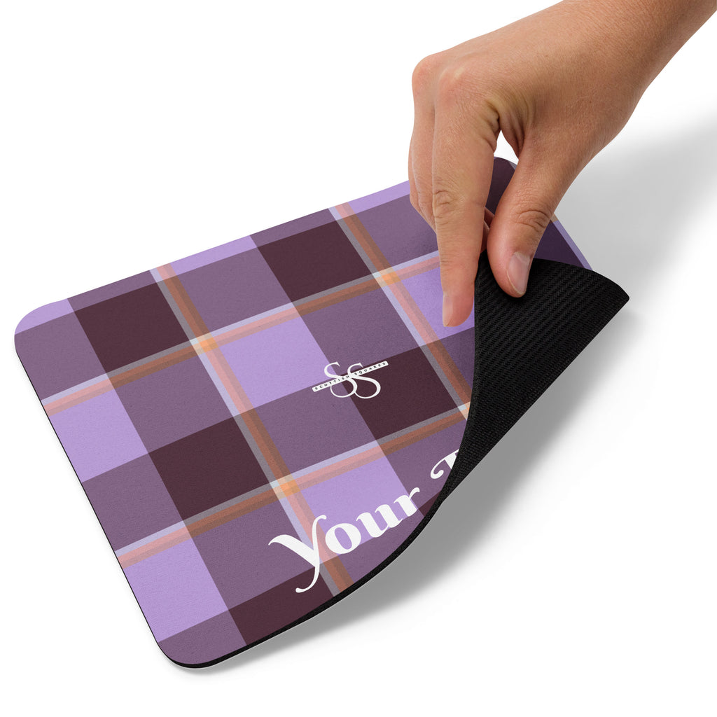 Personalized Light Wisteria and Livid Brown Plaid Mouse Pad - Scottish Squares