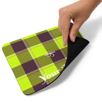 Personalized Electric Lime and Livid Brown Plaid Mouse Pad - Scottish Squares