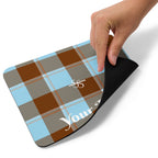 Personalized Blizzard Blue and Livid Brown Plaid Mouse Pad - Scottish Squares