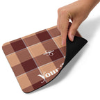 Personalized Whiskey and Livid Brown Plaid Mouse Pad - Scottish Squares