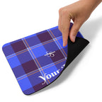 Personalized Cornflower Blue and Livid Brown Plaid Mouse Pad - Scottish Squares