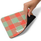 Personalized Spring Rain and Persimmon Plaid Mouse Pad - Scottish Squares