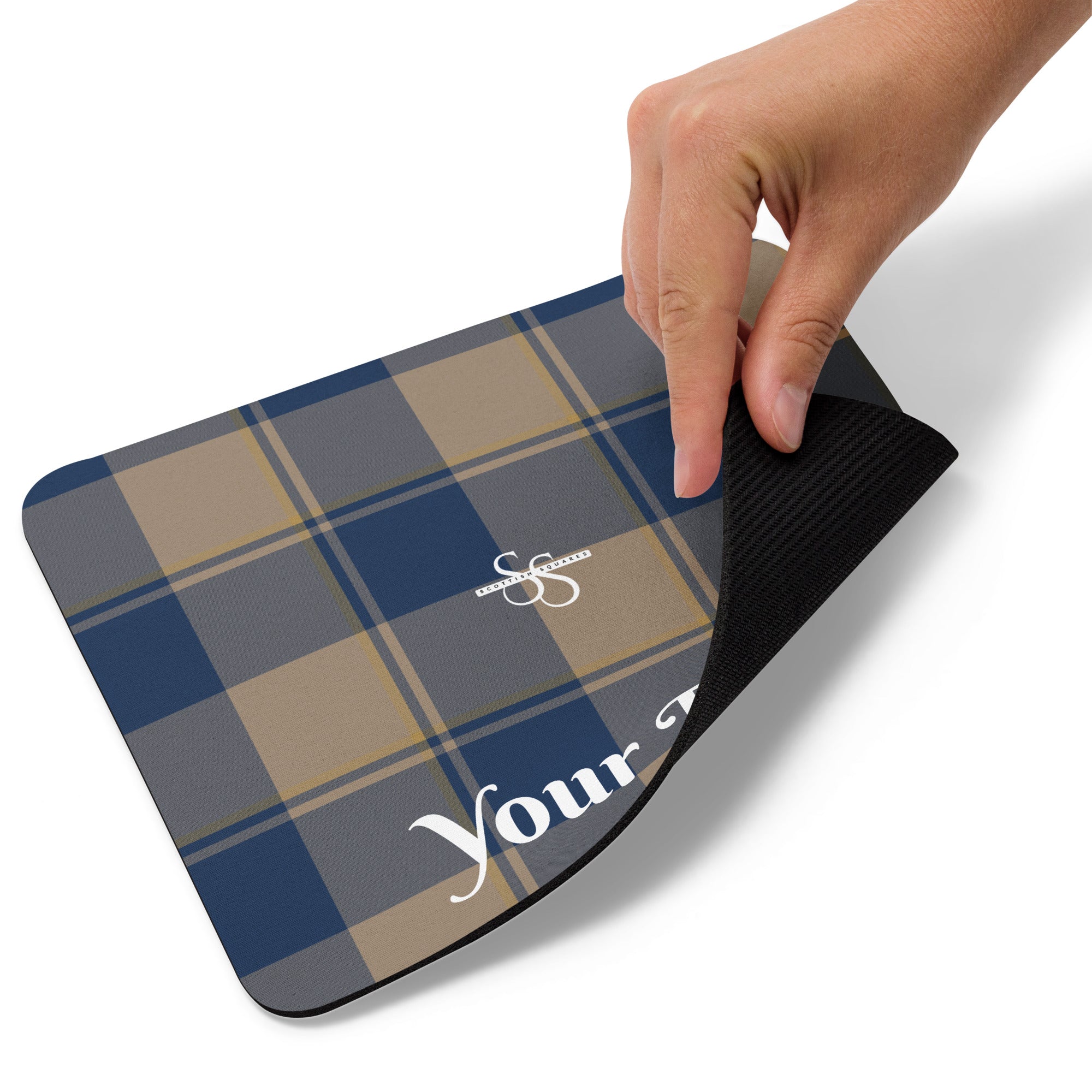 Personalized Cello and Donkey Brown Plaid Mouse Pad - Scottish Squares