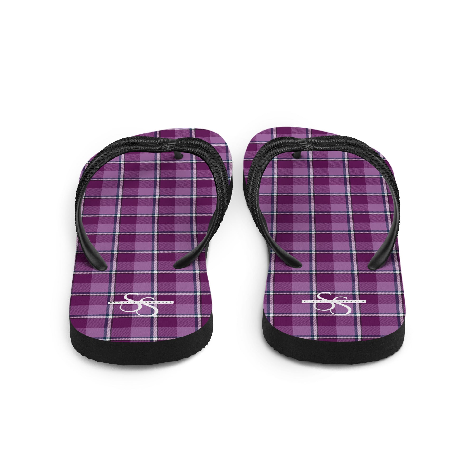 Purple and Trendy Pink Plaid Flip Flops - Scottish Squares