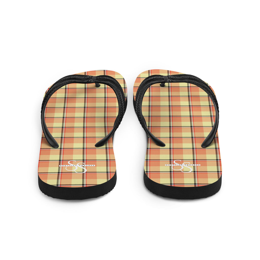 Claystone and Morning Mist Plaid Flip Flops - Scottish Squares