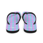 Mauve and Coastal Mist Plaid Flip Flops - Scottish Squares