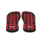 Red Ribbon and Heavy Metal Plaid Flip Flops - Scottish Squares