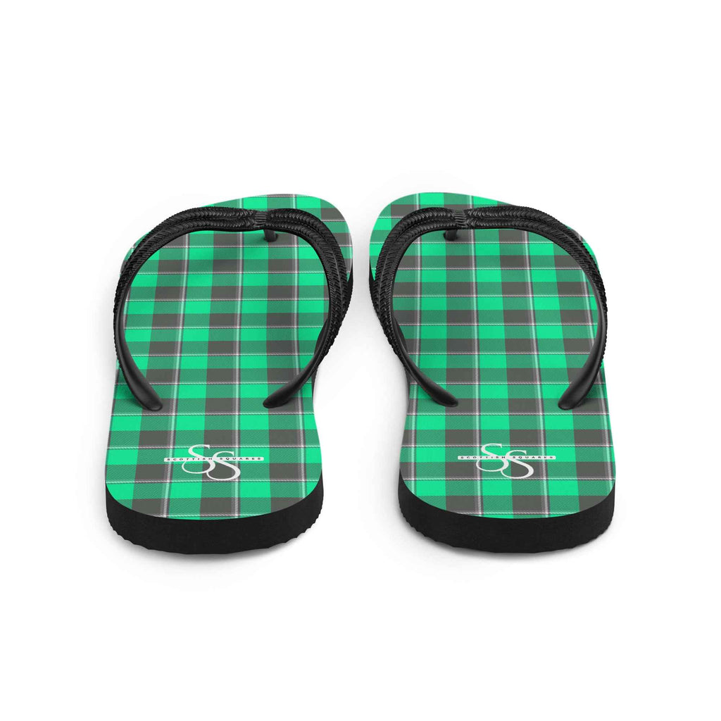 Spring Green and Finlandia Plaid Flip Flops - Scottish Squares