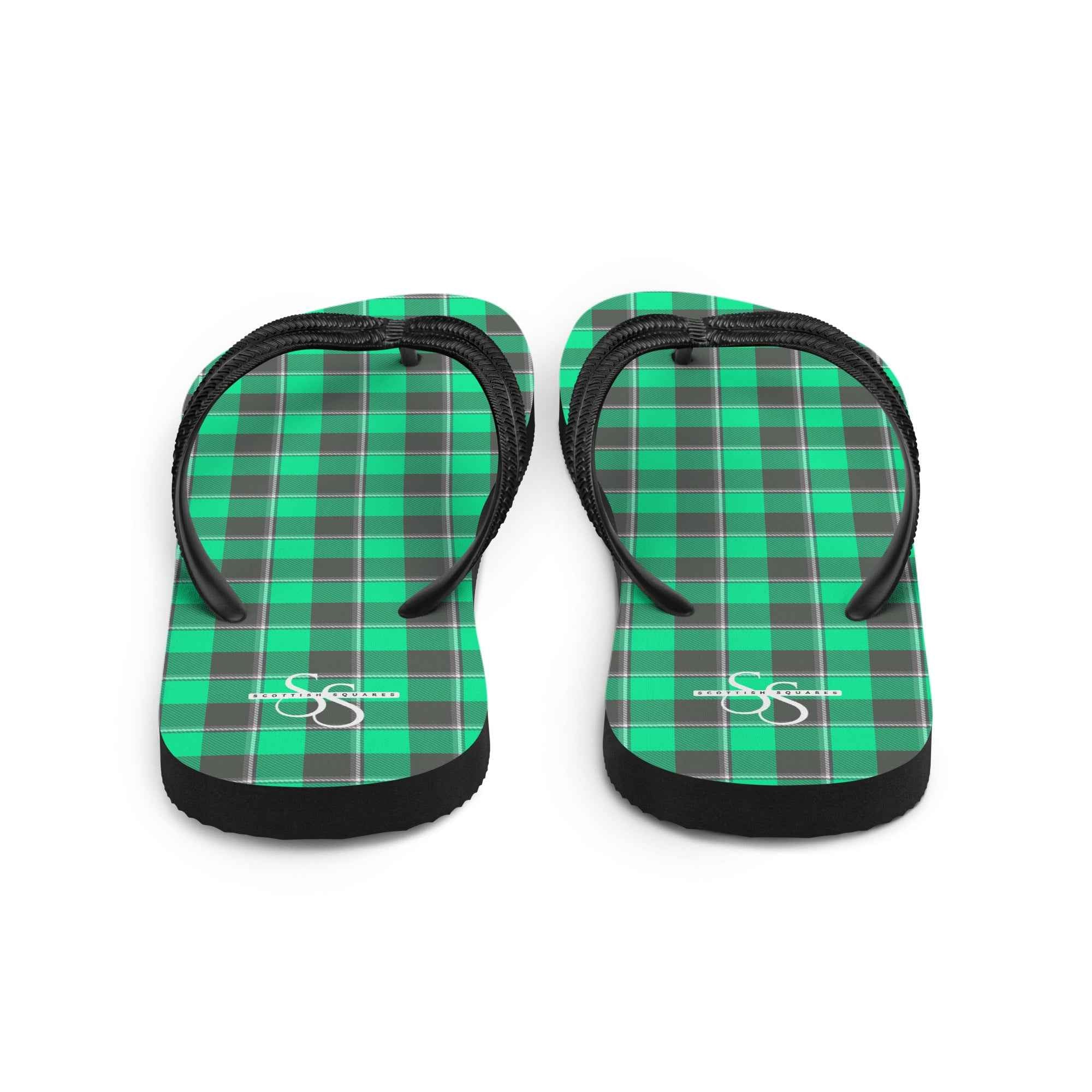 Spring Green and Finlandia Plaid Flip Flops - Scottish Squares