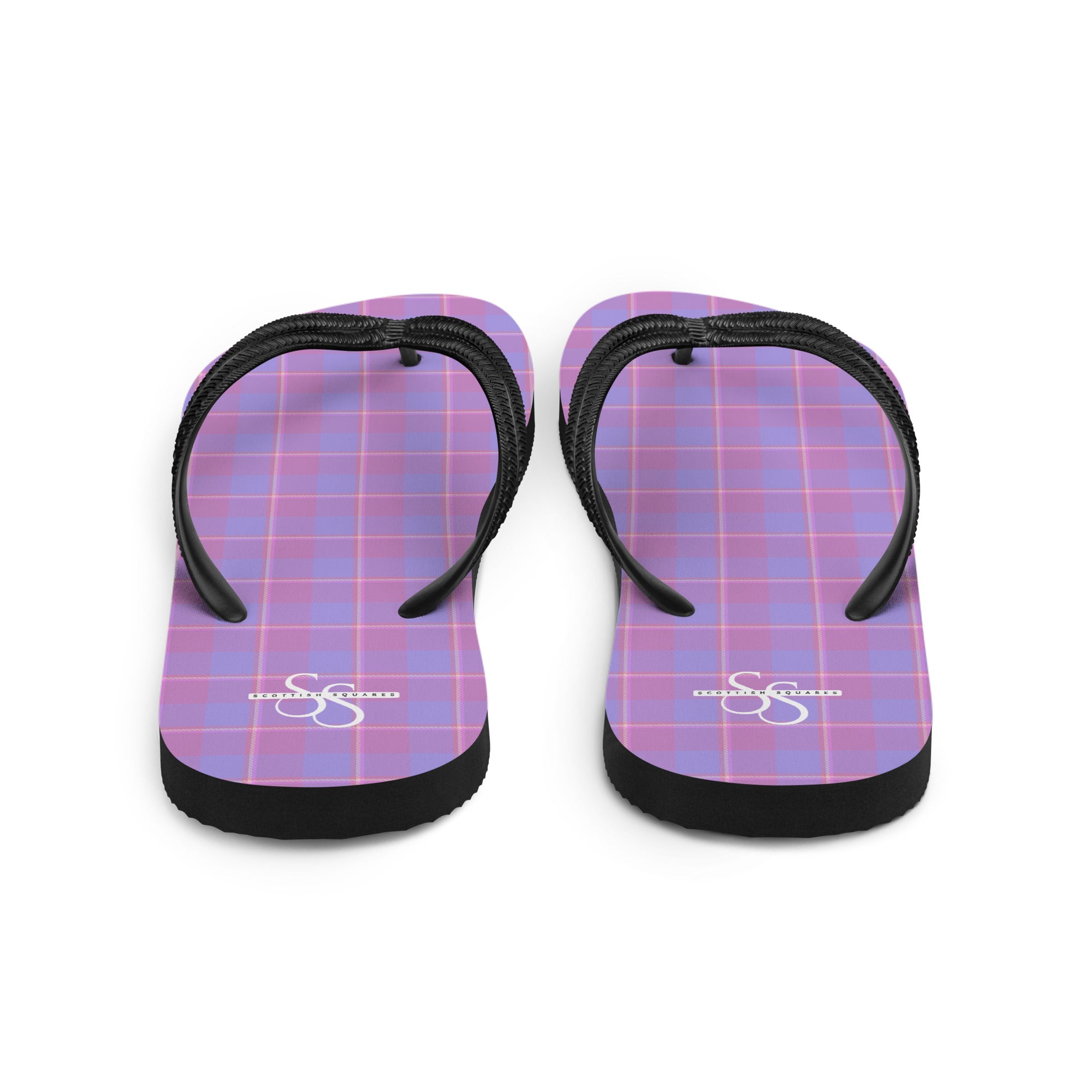 Viola and Dull Lavender Plaid Flip Flops - Scottish Squares