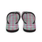 Vista Blue and Turkish Rose Plaid Flip Flops - Scottish Squares