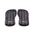 Ocean Green and Mulberry Wood Plaid Flip Flops - Scottish Squares