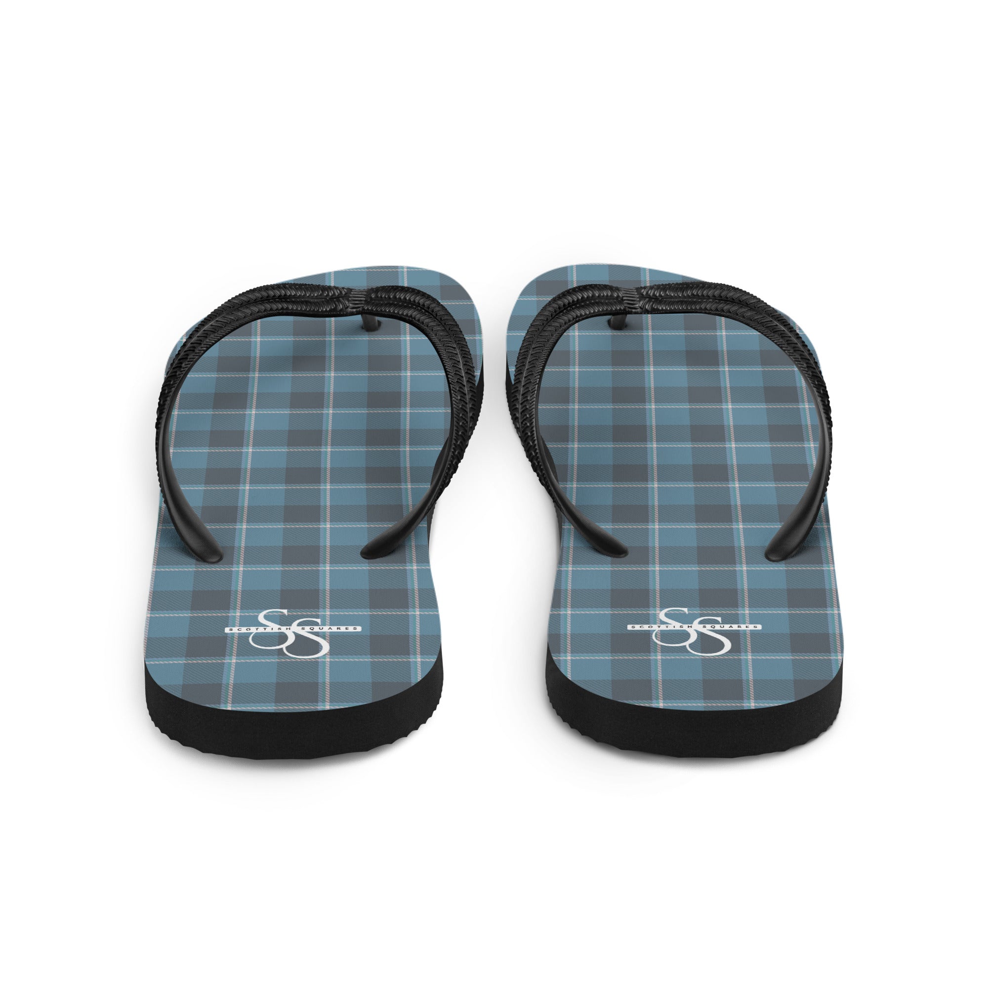 Hoki and Shuttle Gray Plaid Flip Flops - Scottish Squares