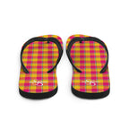Corn and Razzmatazz Plaid Flip Flops - Scottish Squares