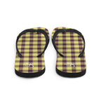 Flax and Livid Brown Plaid Flip Flops - Scottish Squares