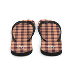 Hit Pink and Livid Brown Plaid Flip Flops - Scottish Squares