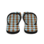 Blizzard Blue and Livid Brown Plaid Flip Flops - Scottish Squares