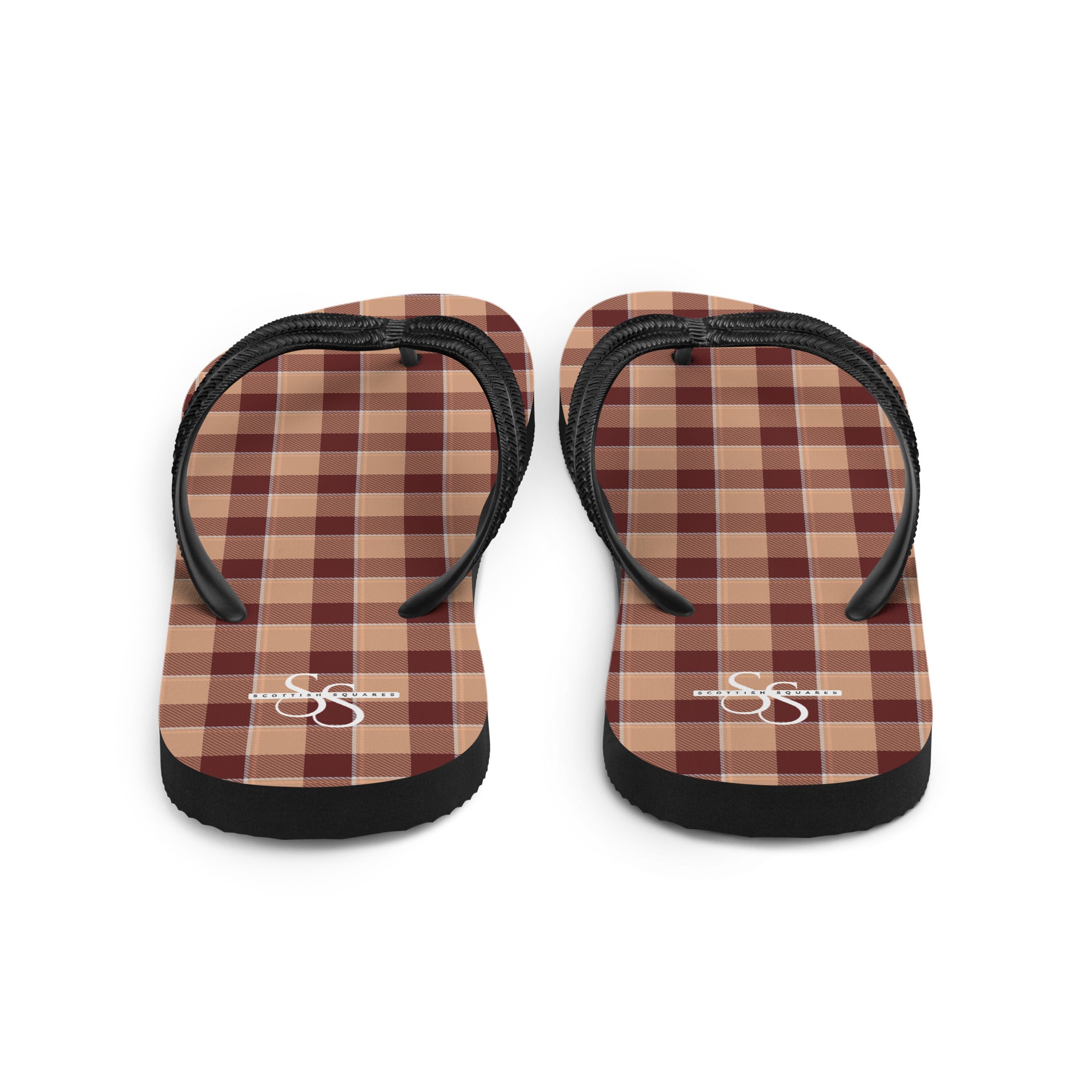 Whiskey and Livid Brown Plaid Flip Flops - Scottish Squares
