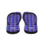Cornflower Blue and Livid Brown Plaid Flip Flops - Scottish Squares