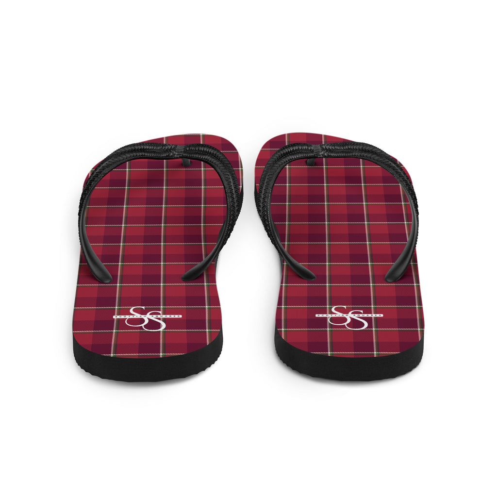 Old Brick and Cab Sav Plaid Flip Flops - Scottish Squares