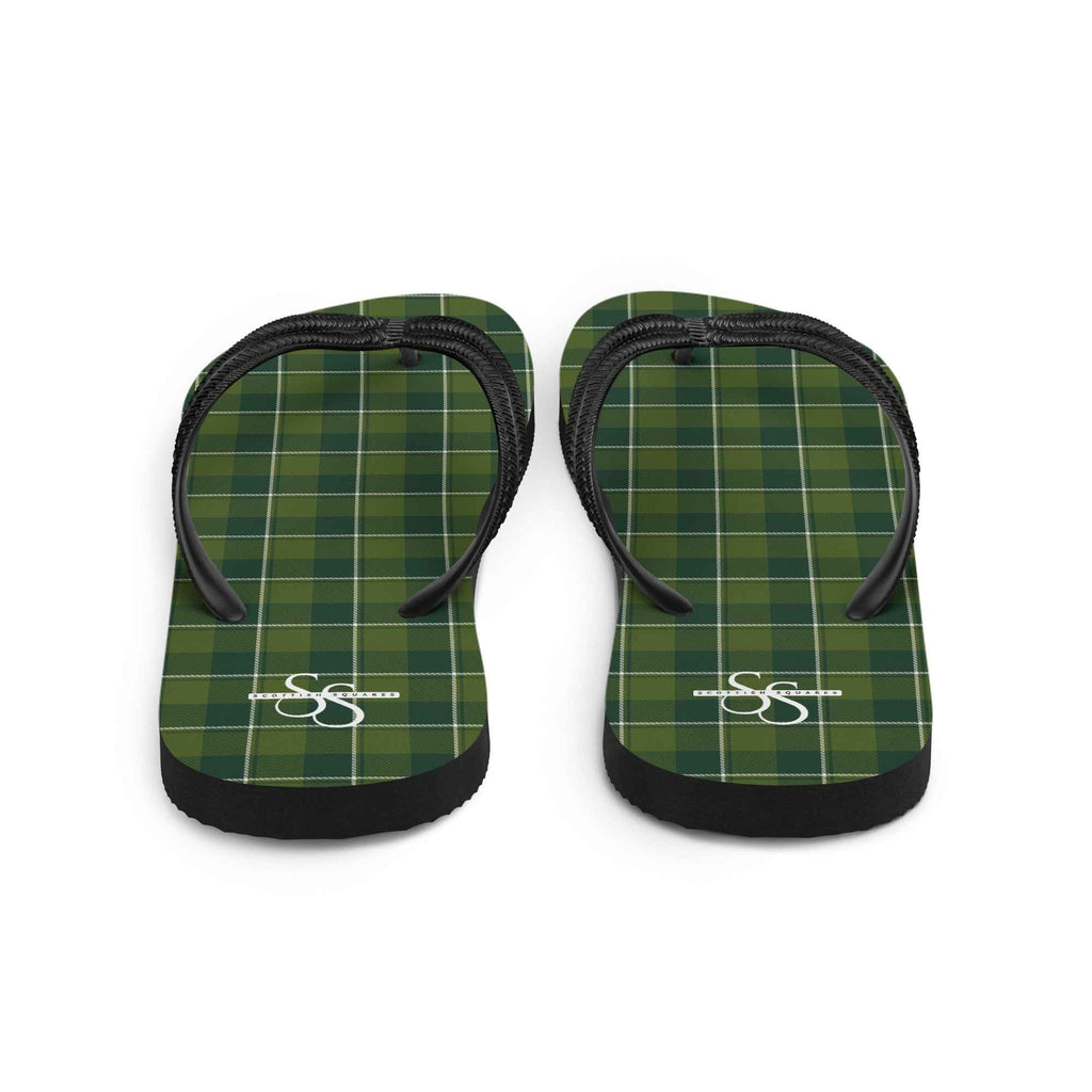 Woodland and Evergreen Plaid Flip Flops - Scottish Squares