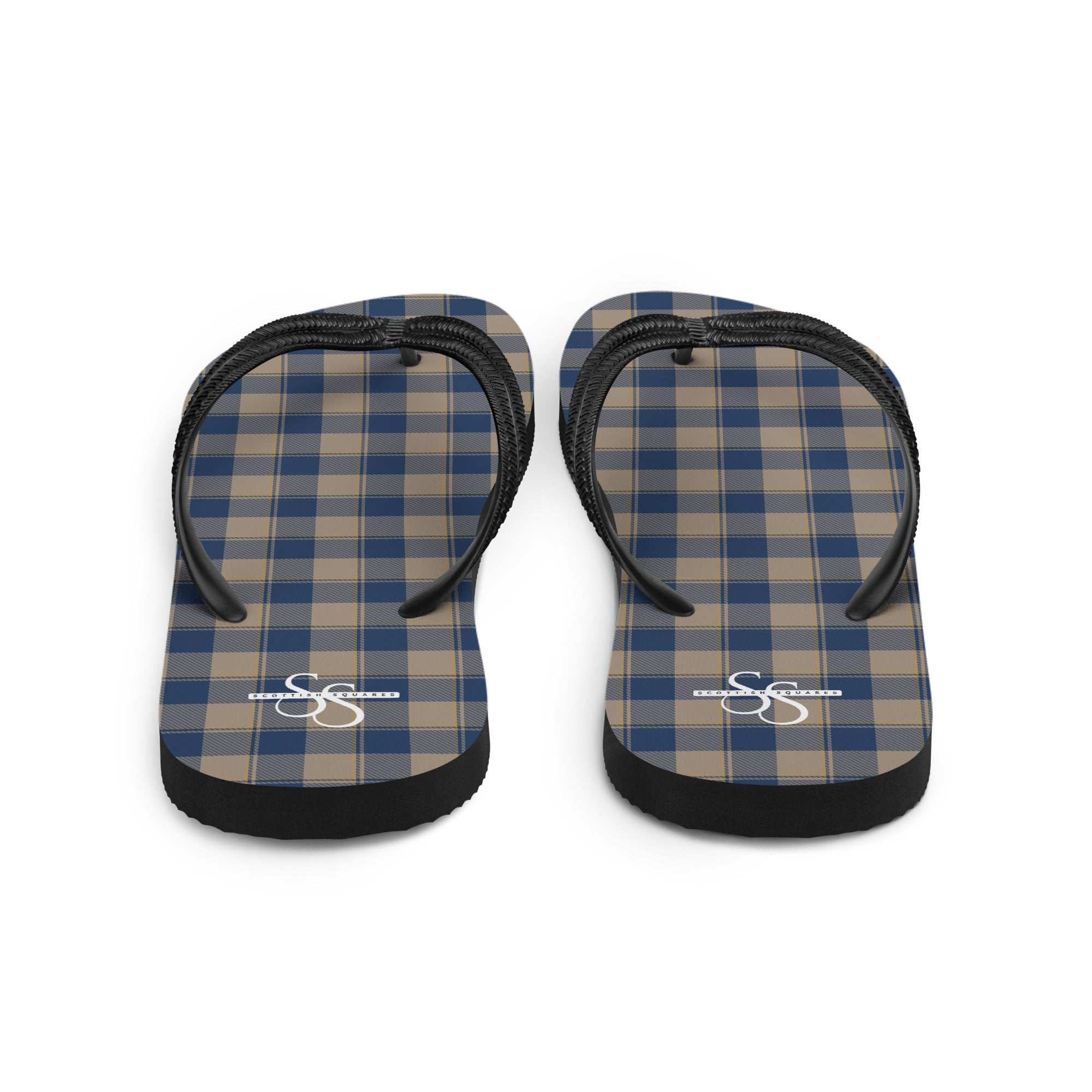 Cello and Donkey Brown Plaid Flip Flops - Scottish Squares