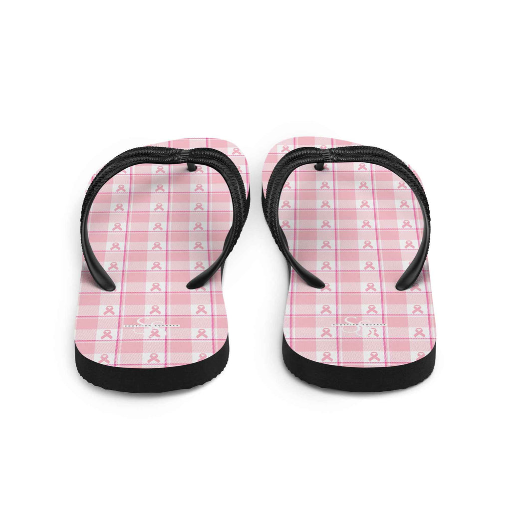Flip Flops Breast Cancer Awareness Plaid - Scottish Squares