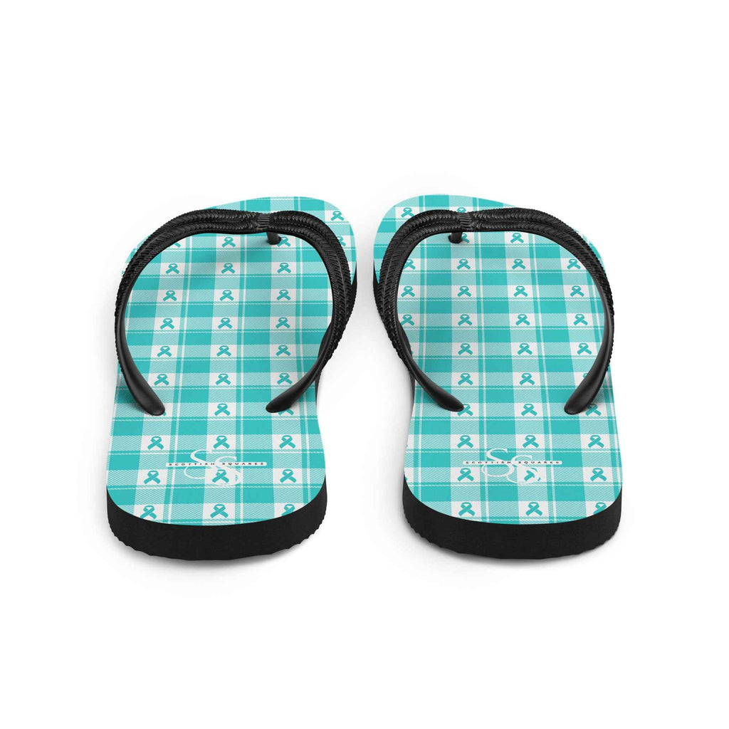 Flip Flops Ovarian Cancer Awareness Plaid - Scottish Squares