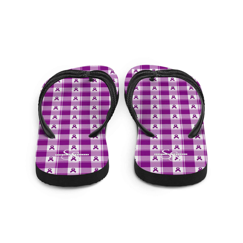 Flip Flops Pancreatic Cancer Awareness Plaid - Scottish Squares