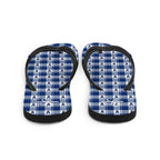 Flip Flops Colorectal Cancer Awareness Plaid, Dark Blue Ribbon, Supportive Gift - Scottish Squares