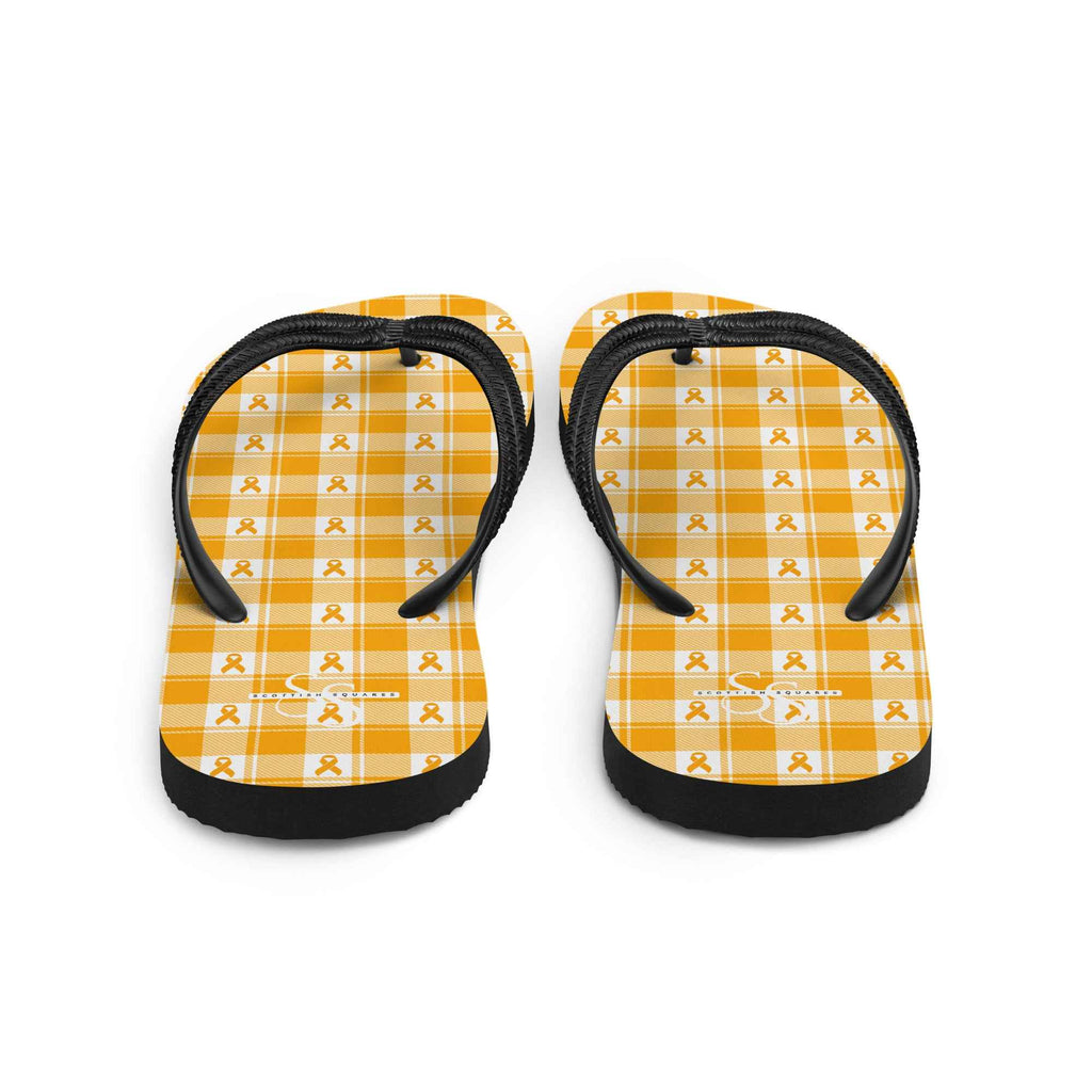 Flip Flops Kidney Cancer Awareness Plaid, Orange Ribbon, Supportive Gift - Scottish Squares