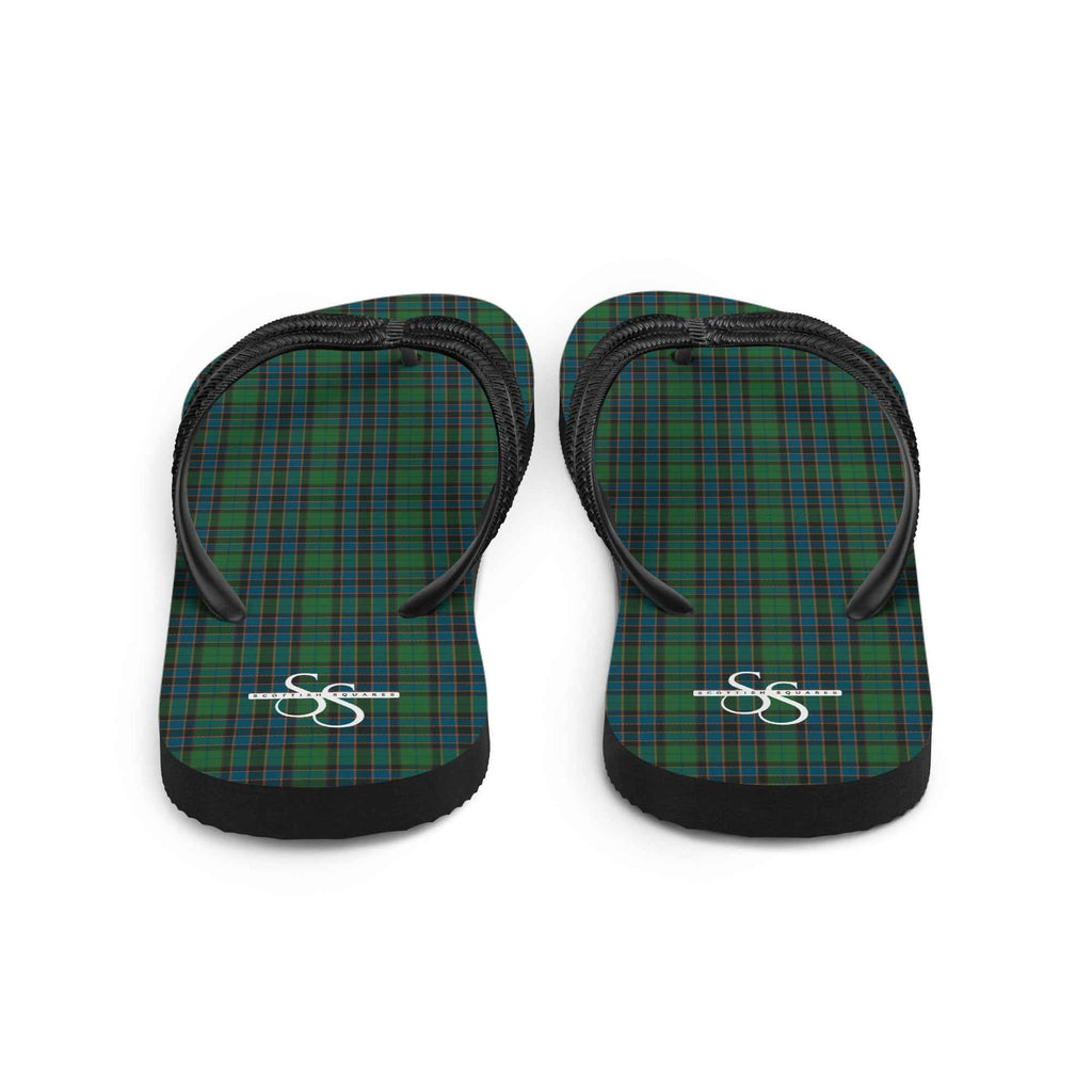 Flip Flops Green Blue Orange Plaid Tartan