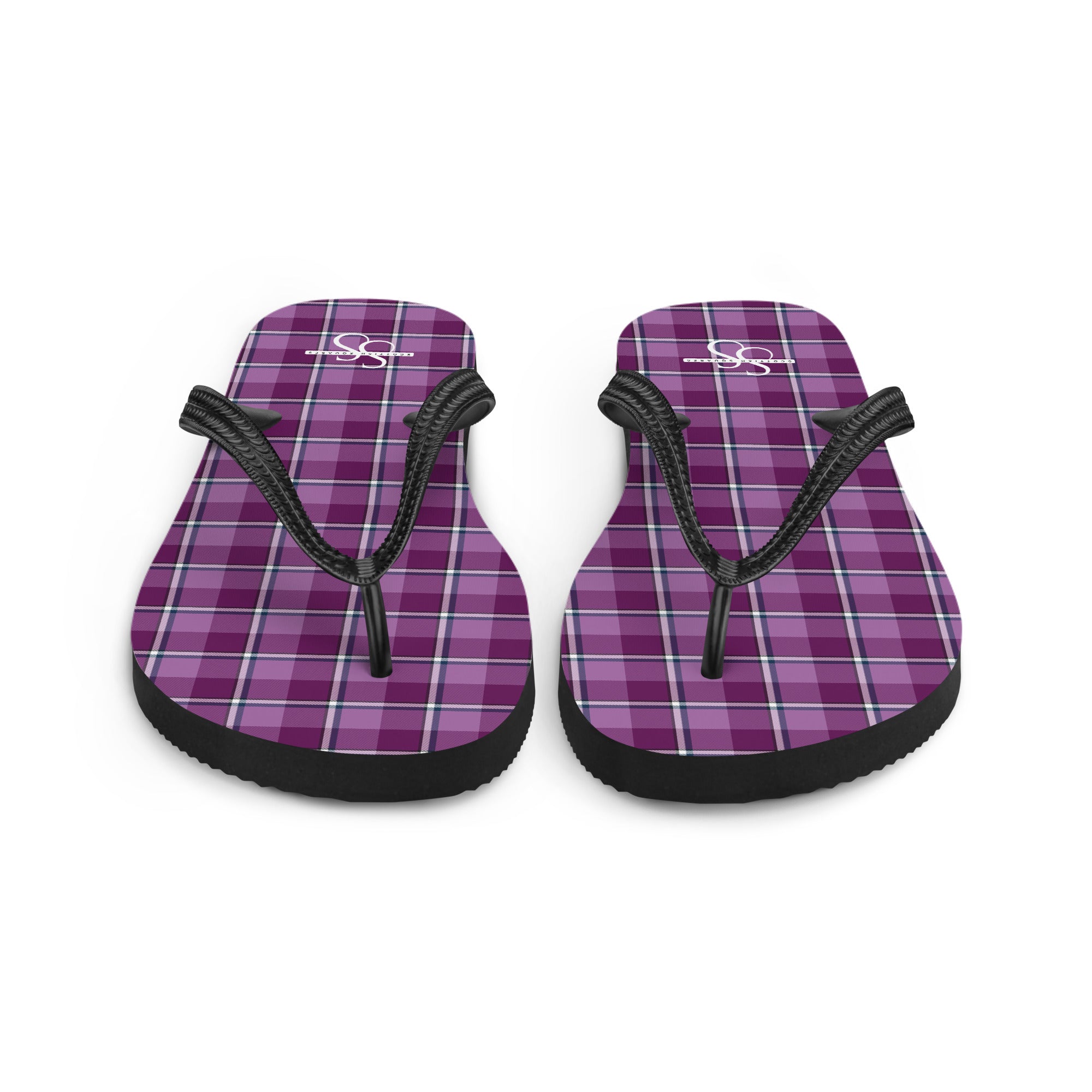 Purple and Trendy Pink Plaid Flip Flops - Scottish Squares