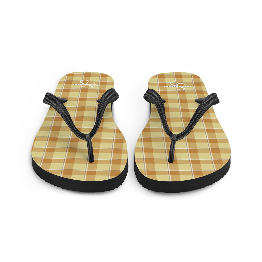 Zombie and Copper Plaid Flip Flops - Scottish Squares