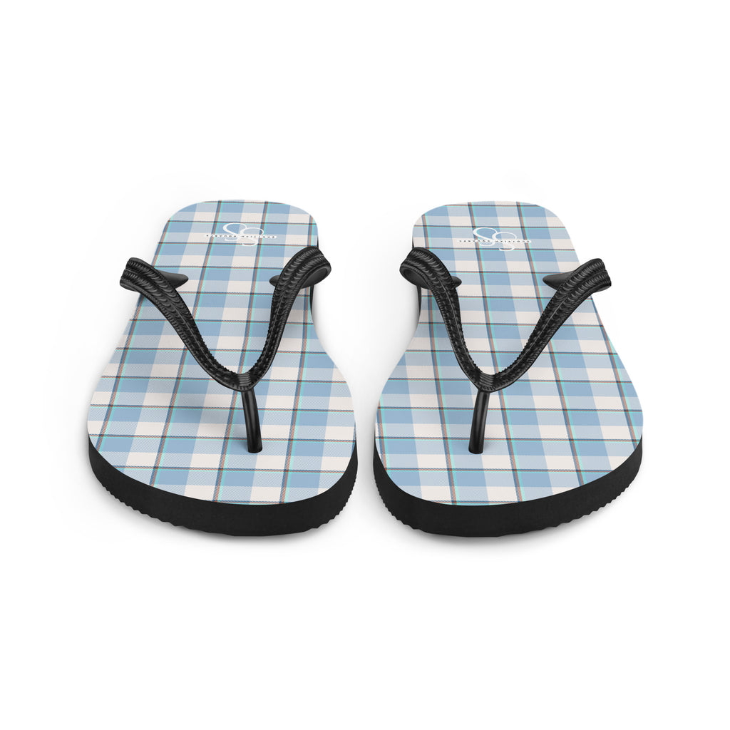 Pink Cloud and Blue Lagoon Plaid Flip Flops - Scottish Squares
