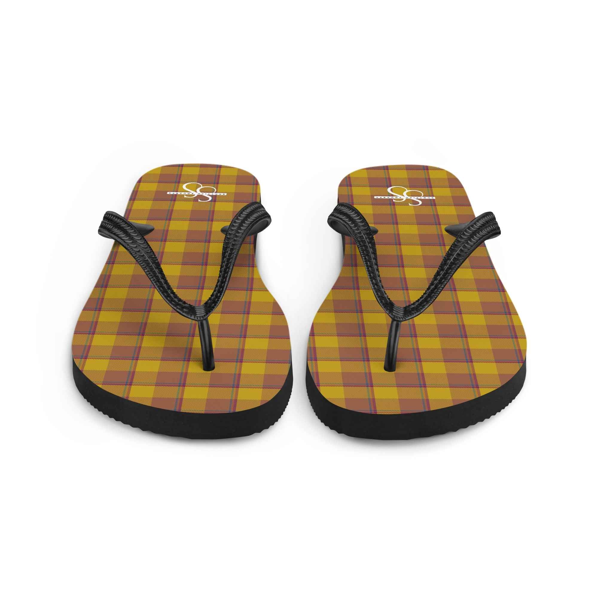 Potters Clay and Pizza Plaid Flip Flops - Scottish Squares
