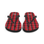 Red Ribbon and Heavy Metal Plaid Flip Flops - Scottish Squares
