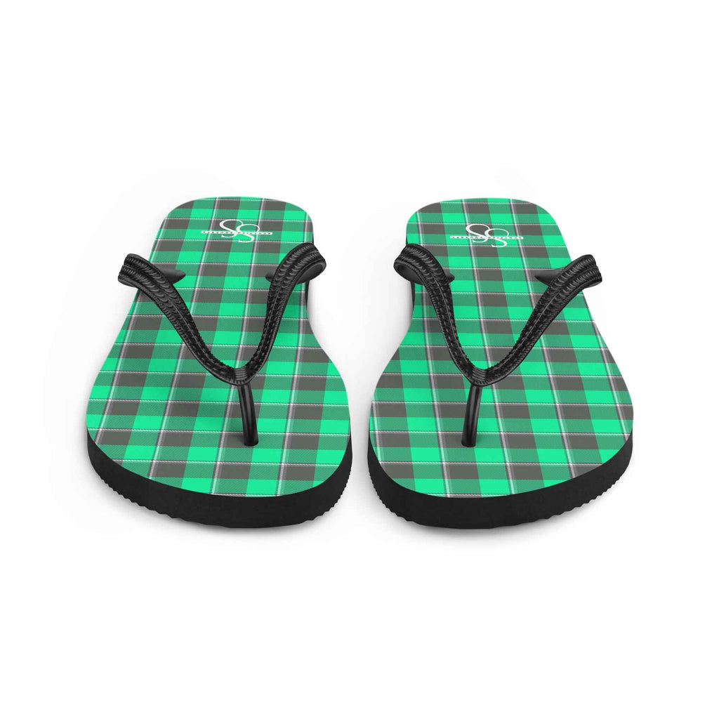 Spring Green and Finlandia Plaid Flip Flops - Scottish Squares