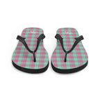 Vista Blue and Turkish Rose Plaid Flip Flops - Scottish Squares