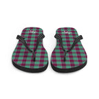 Ocean Green and Mulberry Wood Plaid Flip Flops - Scottish Squares