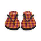 Tahiti Gold and Rose Bud Cherry Plaid Flip Flops - Scottish Squares