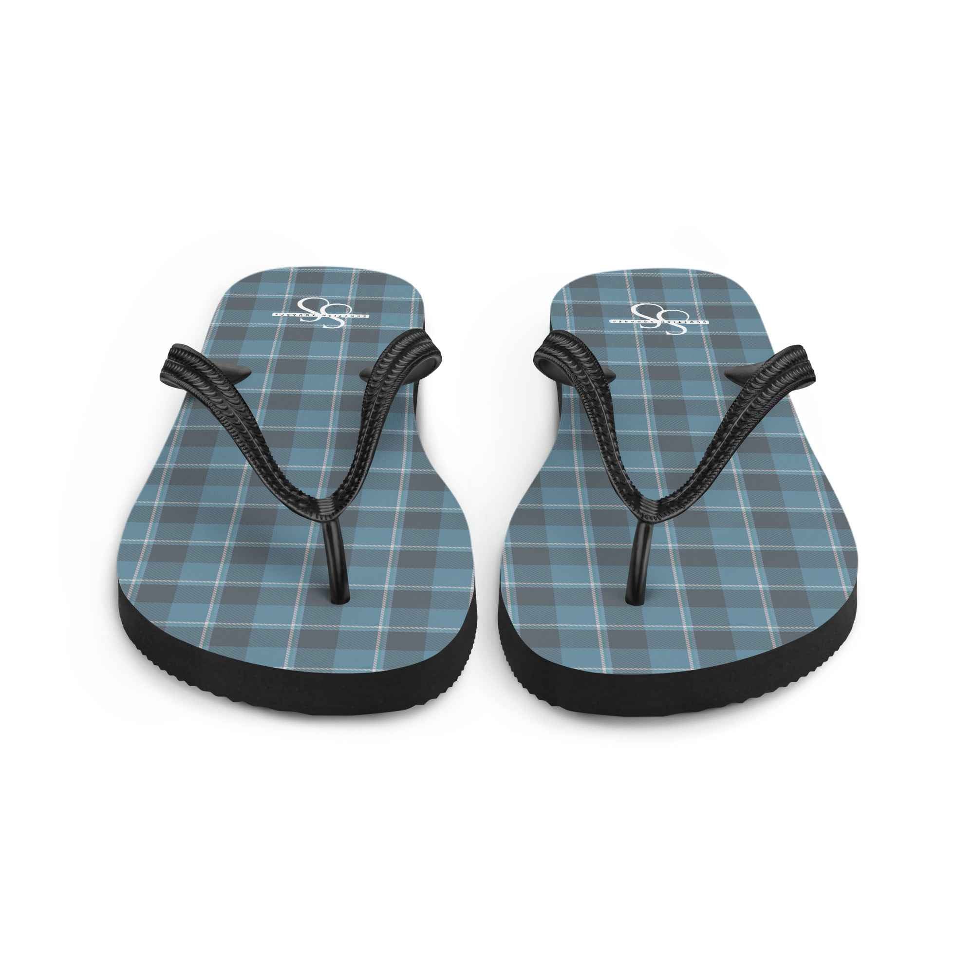 Hoki and Shuttle Gray Plaid Flip Flops - Scottish Squares