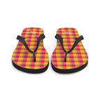 Corn and Razzmatazz Plaid Flip Flops - Scottish Squares